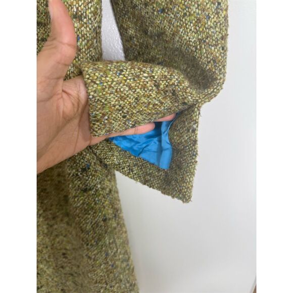 J. Crew Women's Vintage Green Wool Tweed Double-Breasted Peacoat 4 - Picture 8 of 9